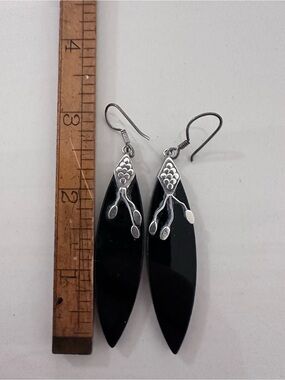 VTG SILVER & ONYX DROP EARRINGS 🖤
